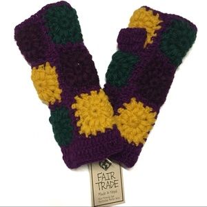 Vintage boho knit wool fleece lined hand warmers